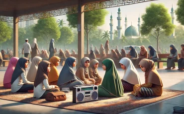 DALL·E-2024-08-13-08.06.56-A-public-outdoor-setting-featuring-a-group-of-Tamil-speaking-Muslim-girls-listening-to-the-radio-together.-The-scene-is-set-in-a-community-park-with-l-1536x878